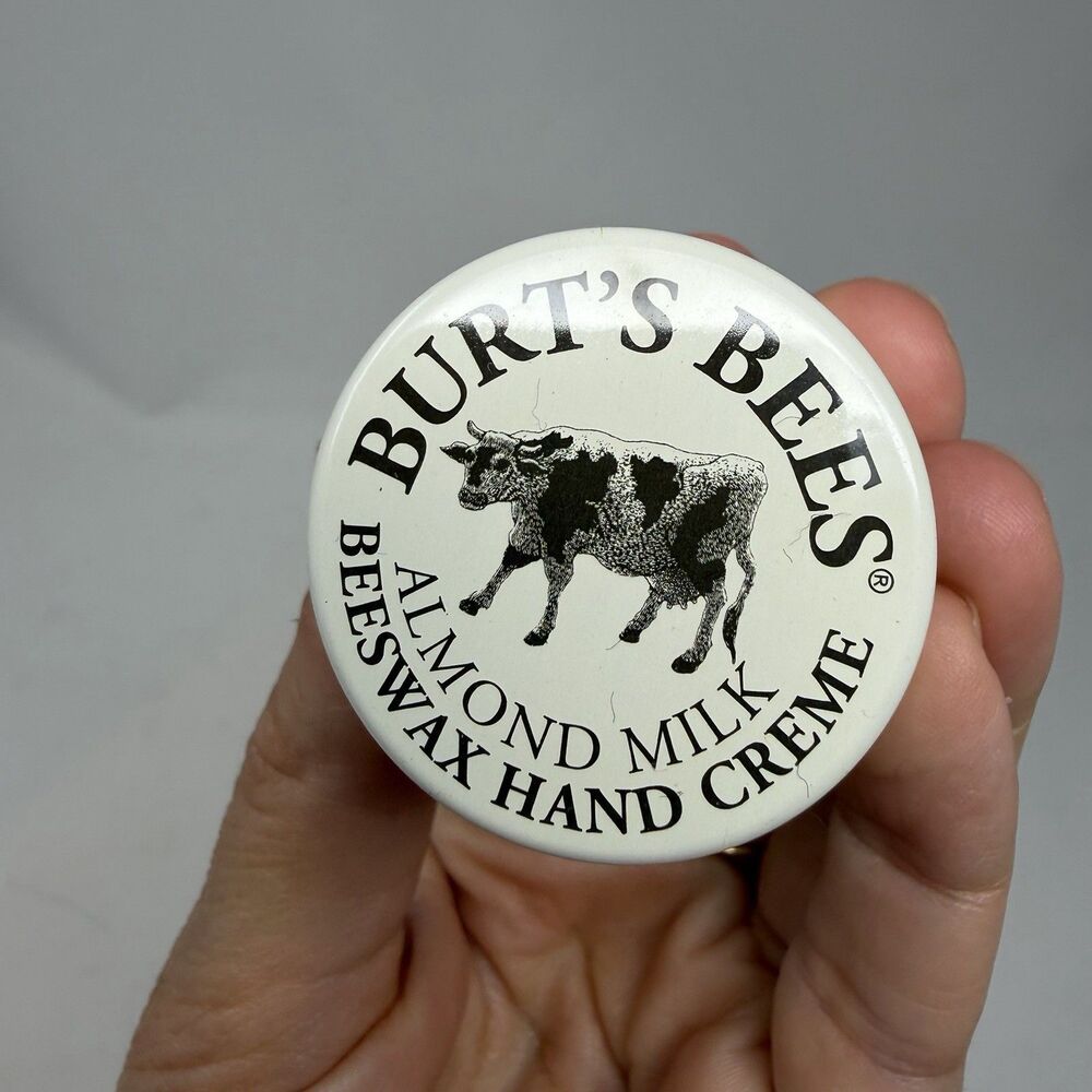 vintage 1990s BURT'S BEES Beeswax Hand Creme GLASS JAR skin cream lotion salve